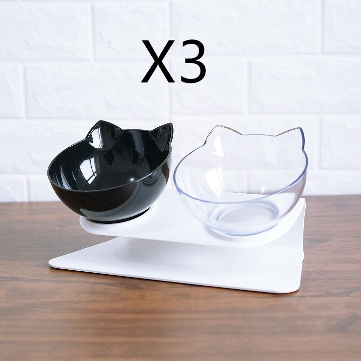 Double Bowl Dog Cat | Elevated Non-Slip Feeder Set