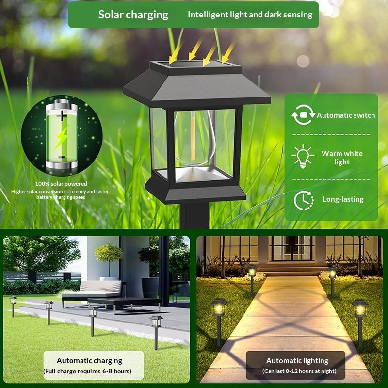 Solar Garden Light with Vintage Filament Design – Outdoor Ambient Landscape Light