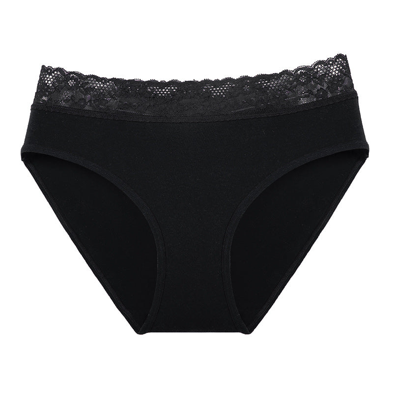 Women's High Waisted Cotton Briefs with Lace | Seamless Comfort**