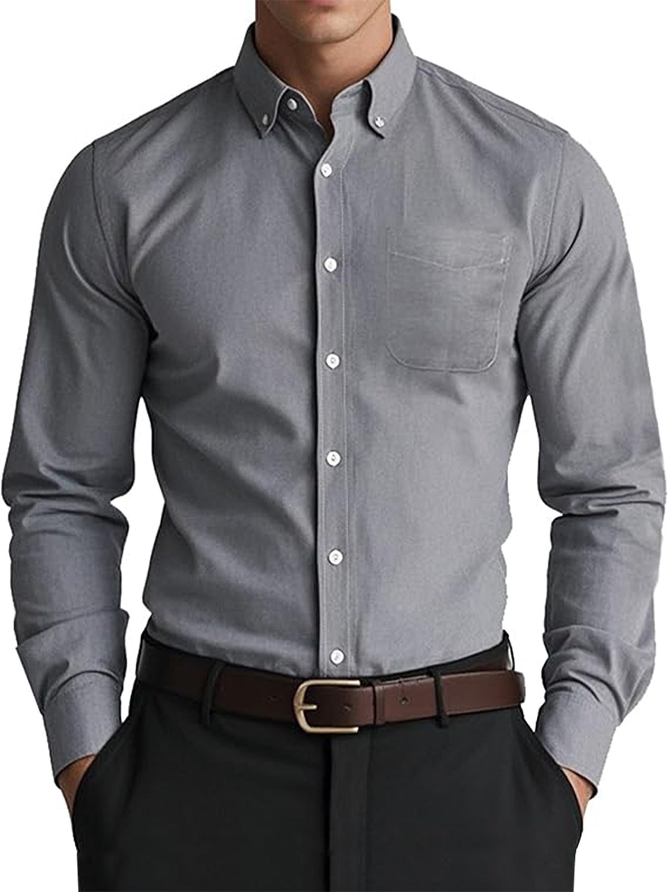 Herren Oxford Freizeithemd – Lockeres Casual Hemd in Unifarbe