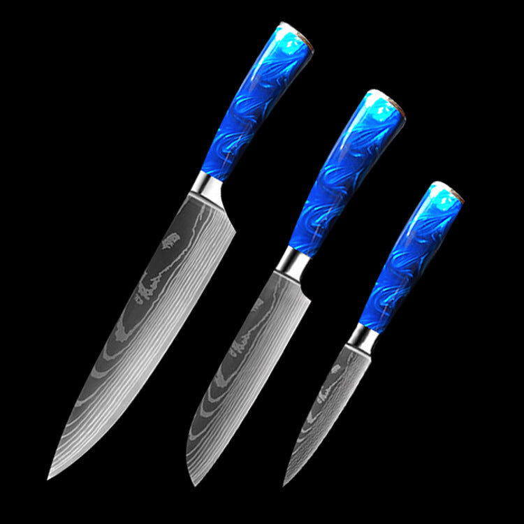 Chef Knife 8 Inch | Kitchen Knife Blue Resin Handle Stainless Steel