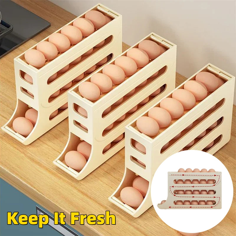 Egg Holder Refrigerator 4 Tiers | Automatic Organizer