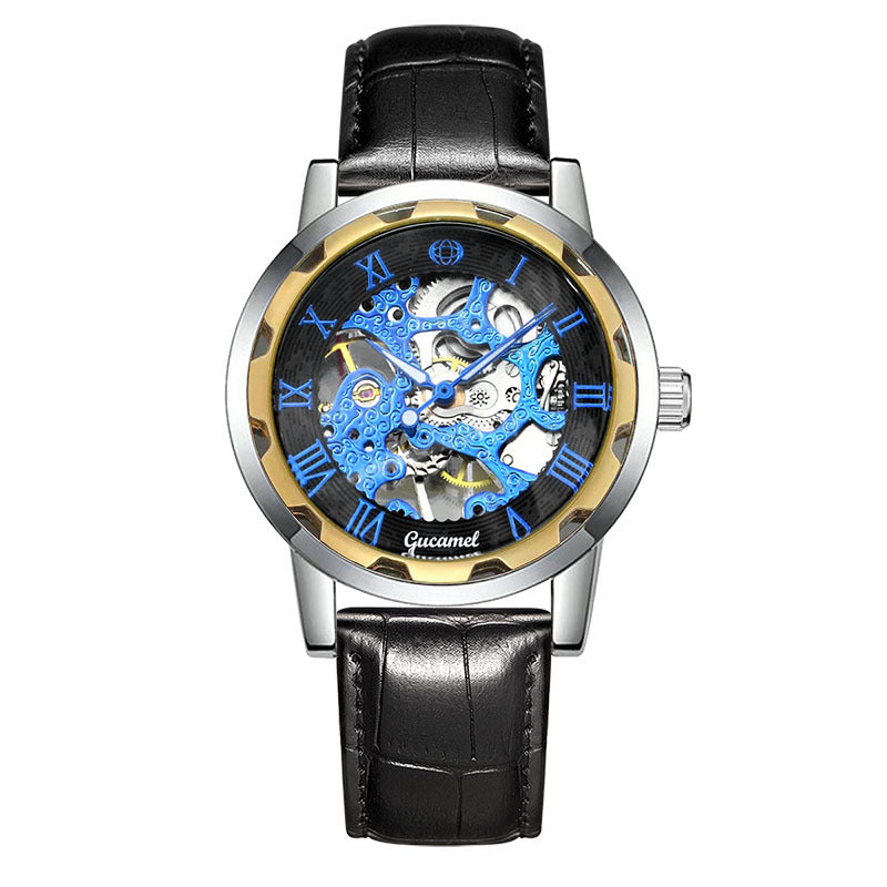 Men's Manual Winding Watch Gold Skeleton | Stainless Steel Luxury Design