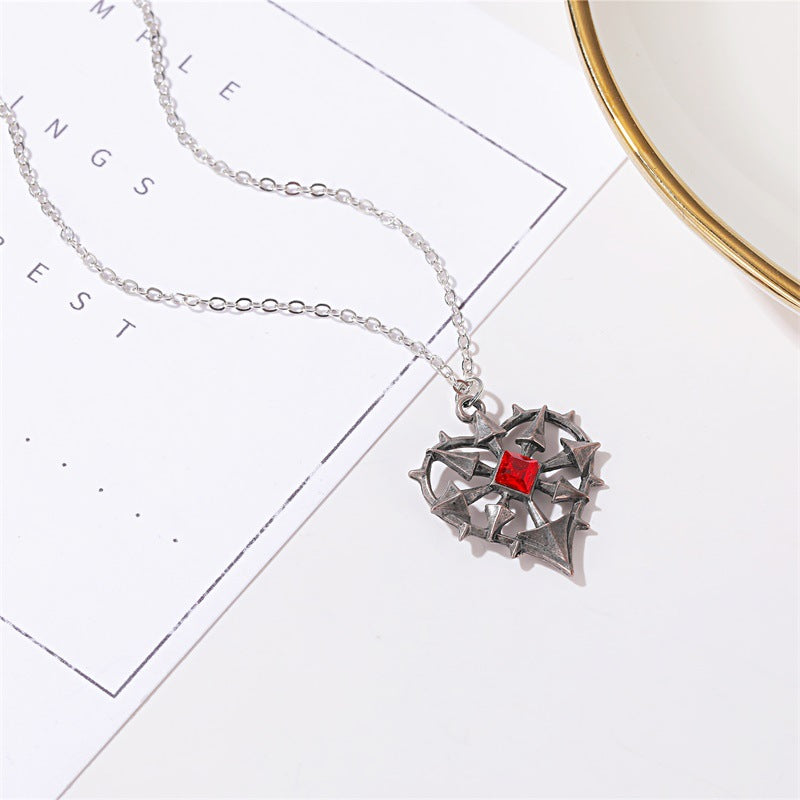 Gothic Ruby Heart Necklace – Mystical, Elegant & Expressive
