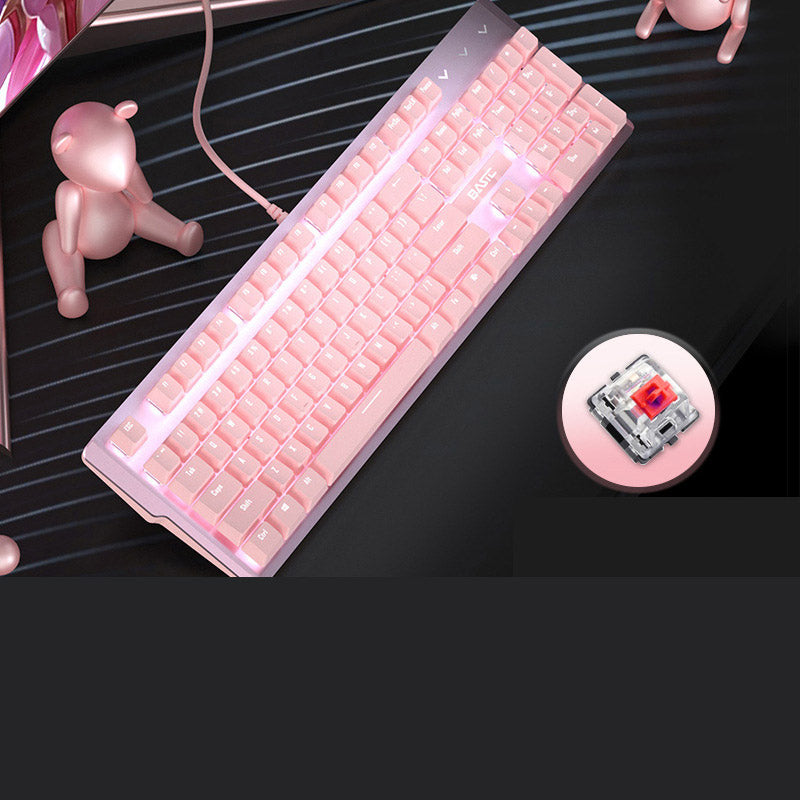 Pink Mechanical Keyboard | 104-Key Wired Gaming