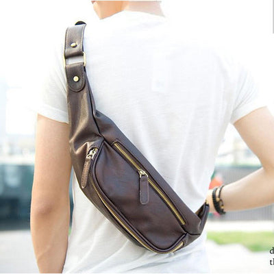 Men's Leather Chest Bag | Compact Crossbody Sling Bag