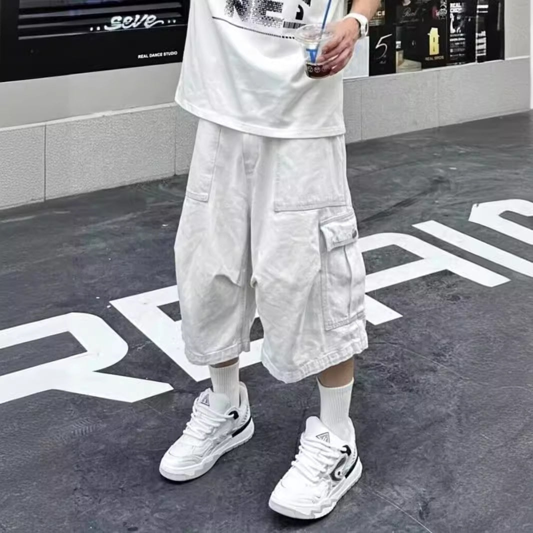 Men's Cargo Cropped Trousers | Loose Straight Casual Trend