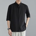 Men's Stand-Up Collar Shirt | Short Sleeve Summer Shirt Modern Elegant