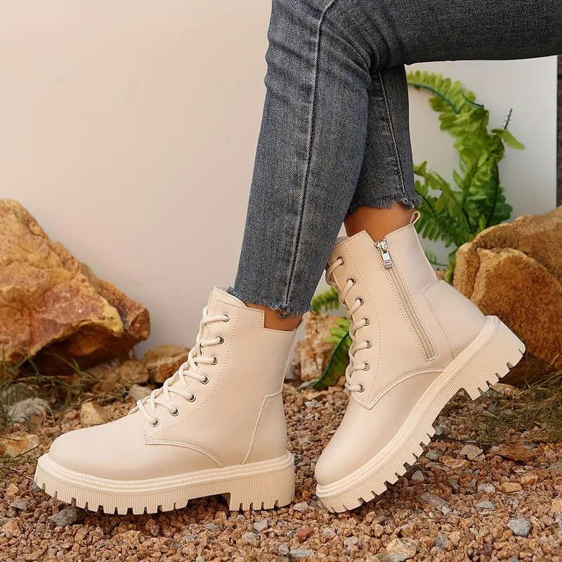 Women's Biker Ankle Boots with Profile Sole – Versatile Motorcycle Boots