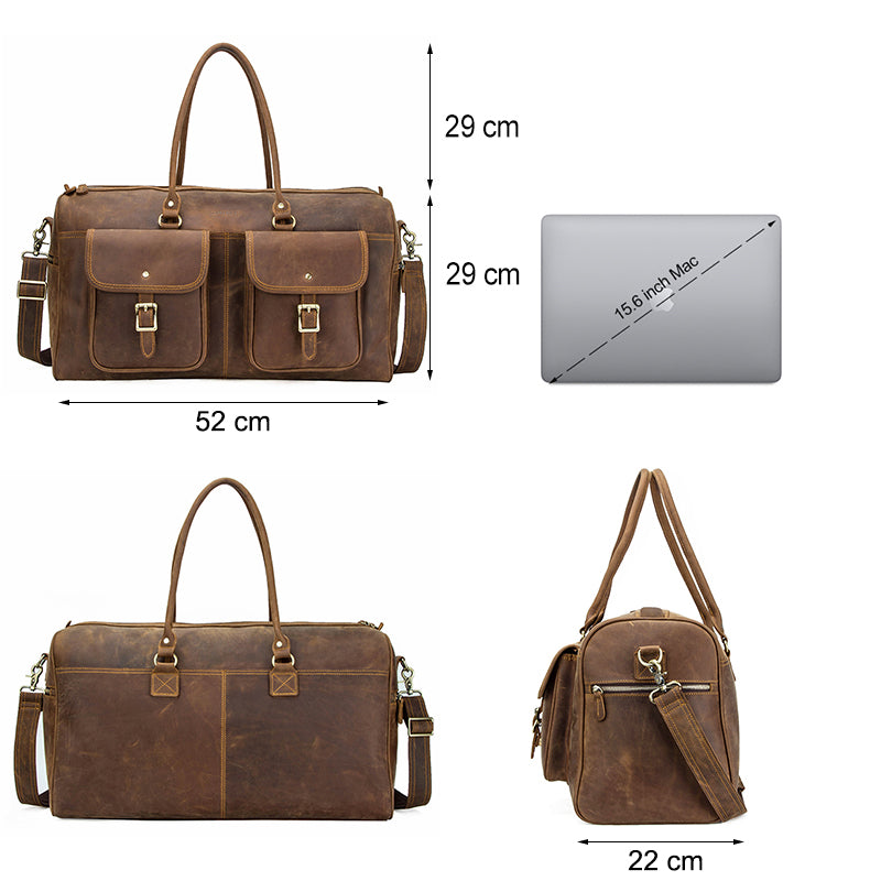 Retro Leather Travel Bag XL - Crazy Horse Cowhide Weekender