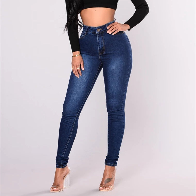 Women's High Waist Stretch Jeans | Skinny Pencil Denim Trousers