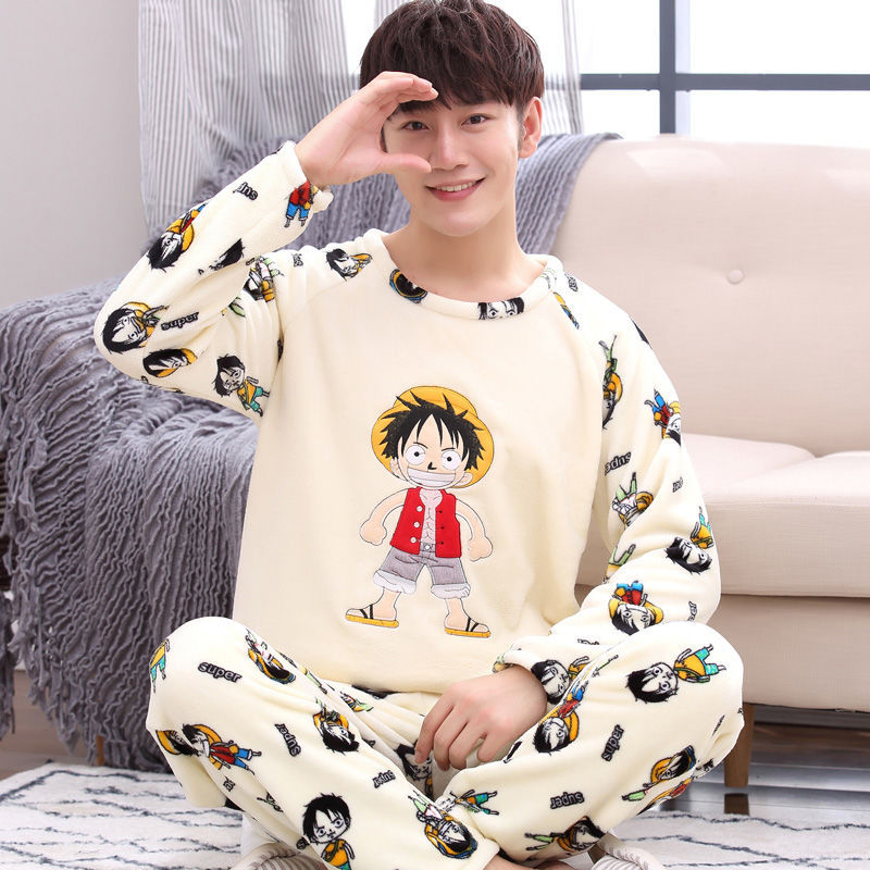 Herren Pyjama Korallenfleece Winter | Warmes Homewear Set