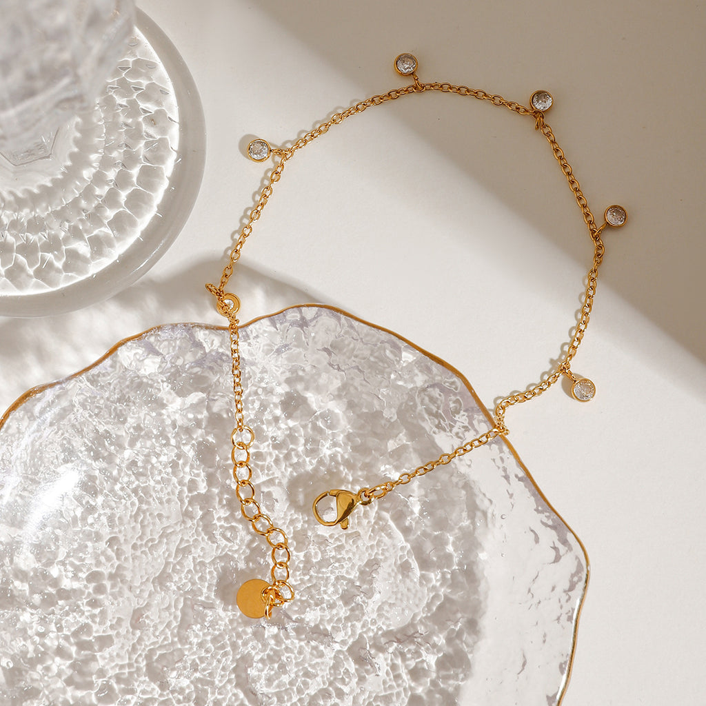 Stainless Steel Zirconia Anklet for Women - Elegant & Versatile