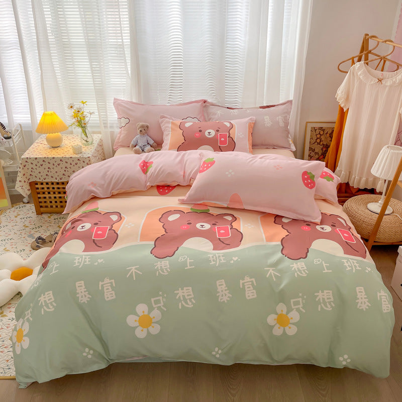 4-piece thick cotton bedding set | warm durable easy-care