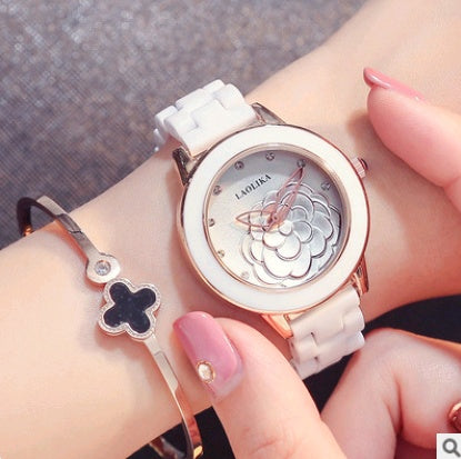 Women's Ceramic Quartz Watch | Elegant Rhinestone Business Wristwatch