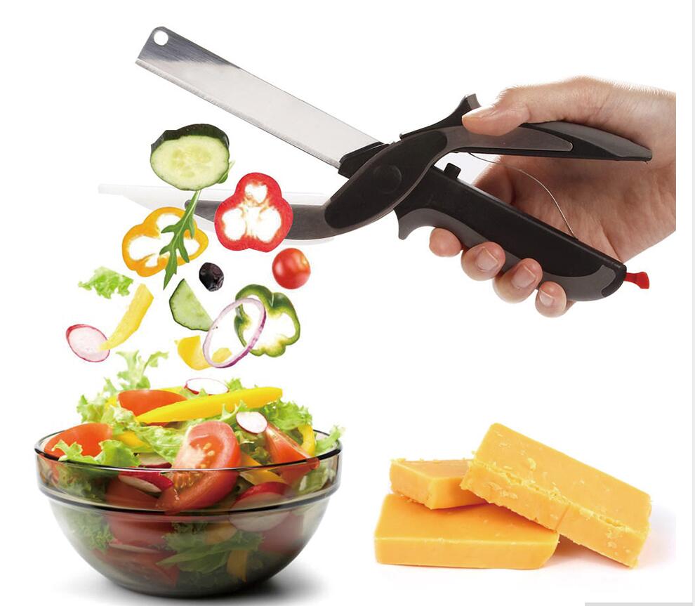 2in1 Kitchen Knife Scissors | Vegetable Fruit Cutter Stainless Steel