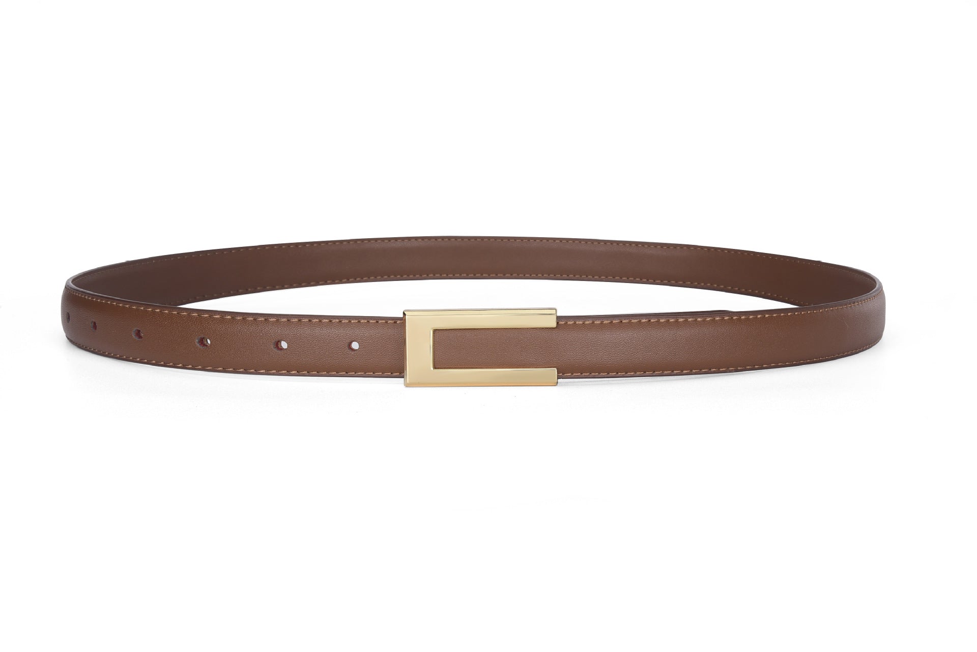 Women's Black Slim Leather Belt | Cowhide Retro Style
