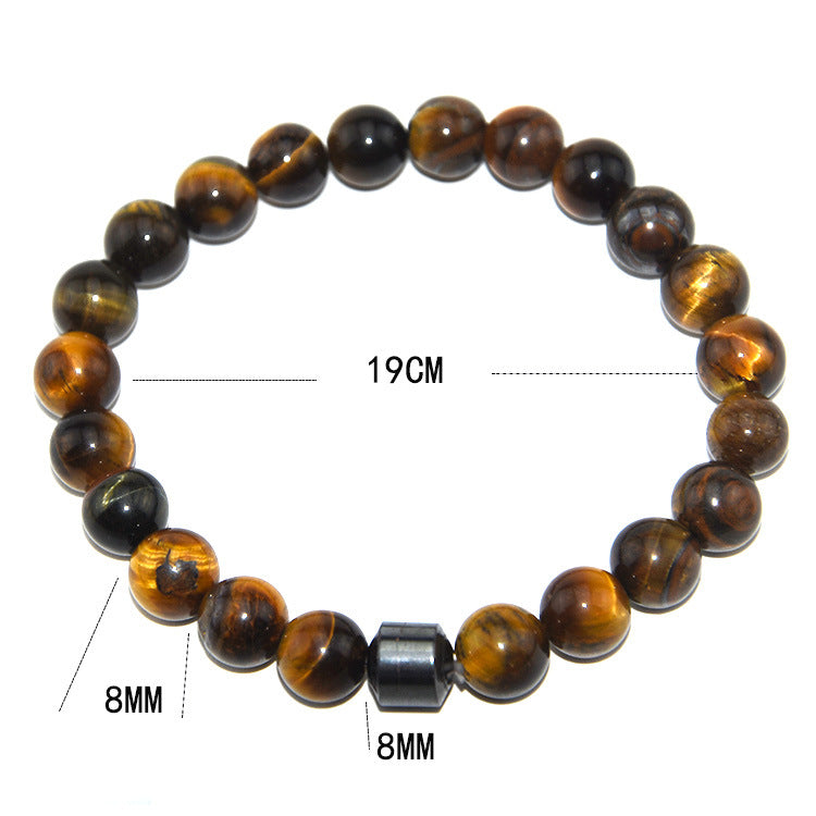 Schwarzes Tigeraugen-Perlenarmband