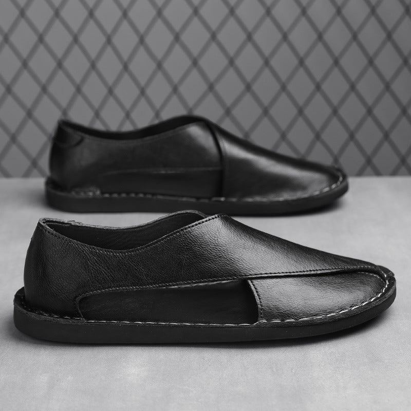 Men's Genuine Leather Slippers Breathable Beach Comfort Sandals