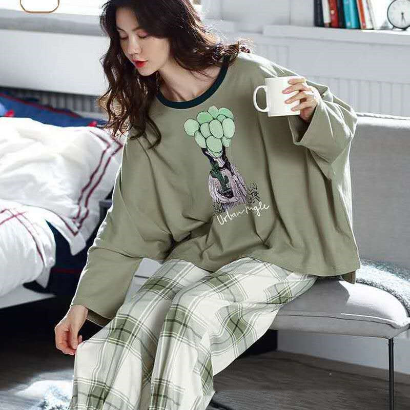 Damen Langarm Pyjama | Frühlings & Herbst Nachtwäsche