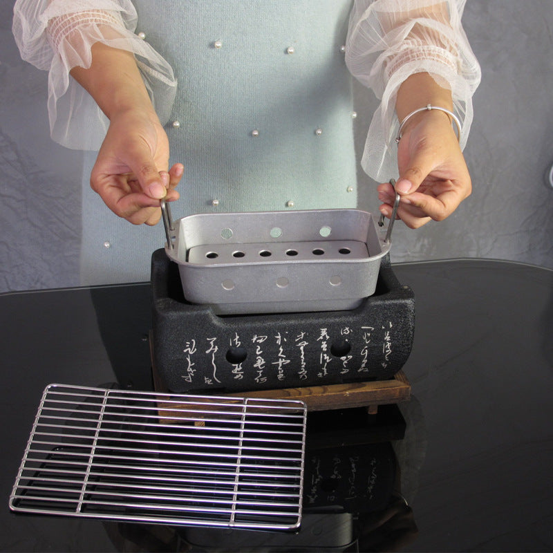 Japanischer Mini Tischgrill raucharm – Indoor Holzkohlegrill Set