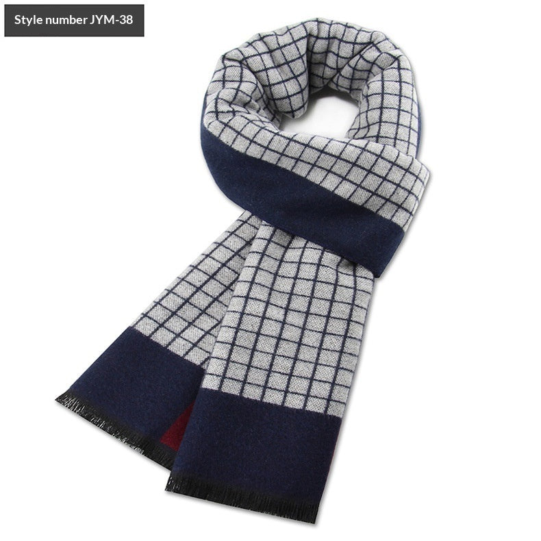 Men's Scarf Plaid Warm Wool Blend Winter Thick Elegant
