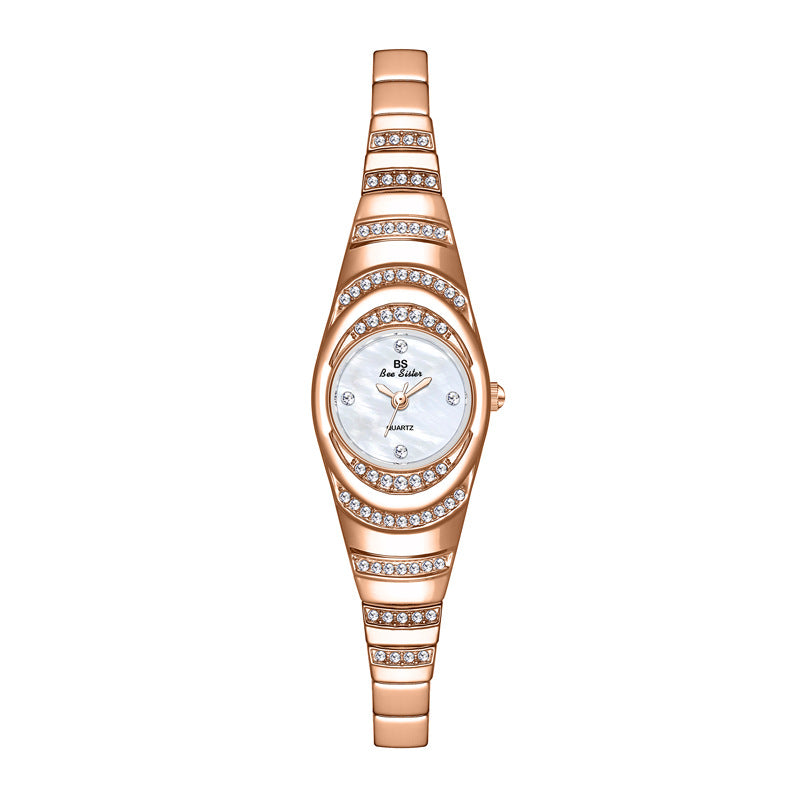 Damen-Goldarmbanduhr mit Diamanten, modische Damenarmbanduhr, Damen-Volldiamantuhr