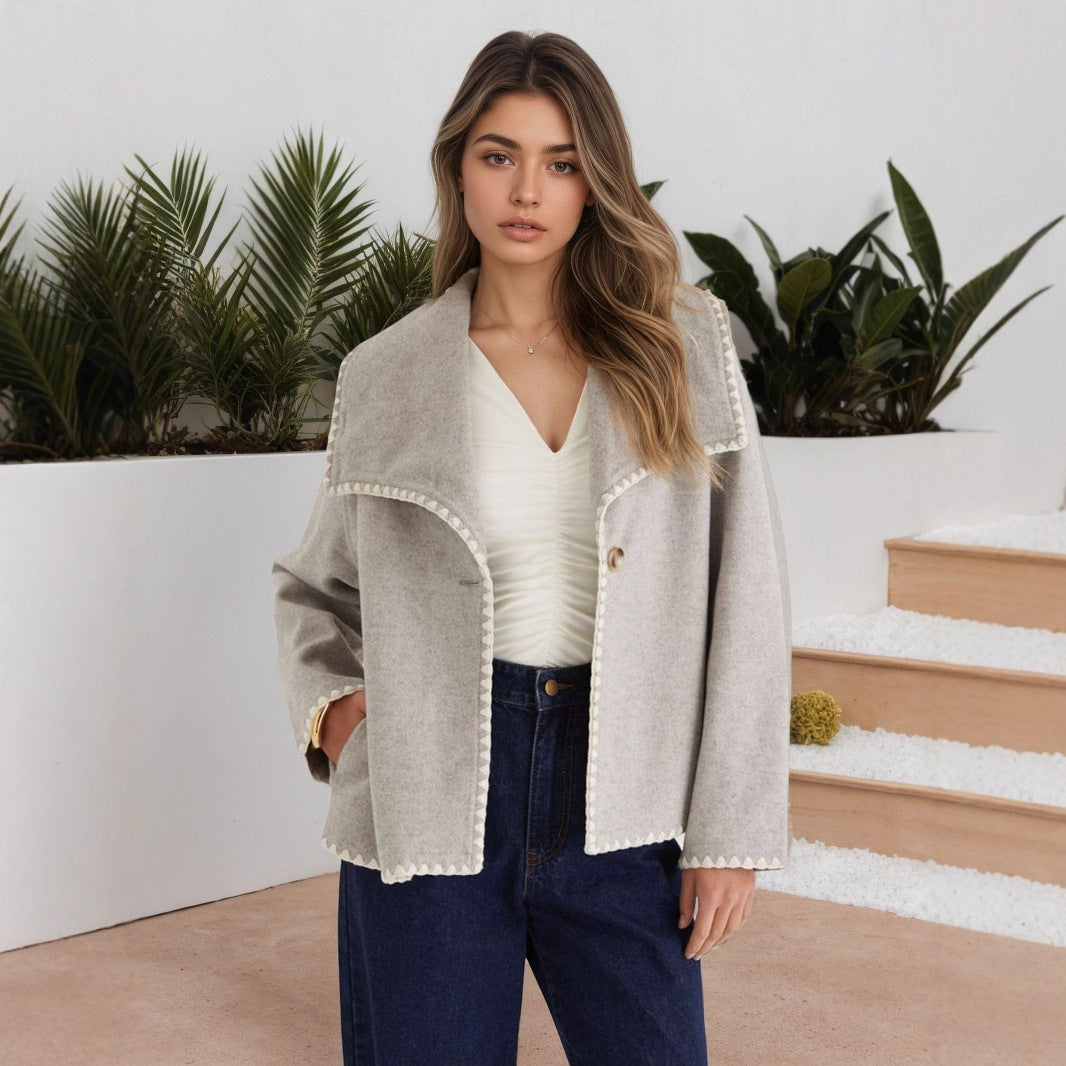 Eleganter Damen Cardigan Mantel | Warme Kontrastfarben Jacke