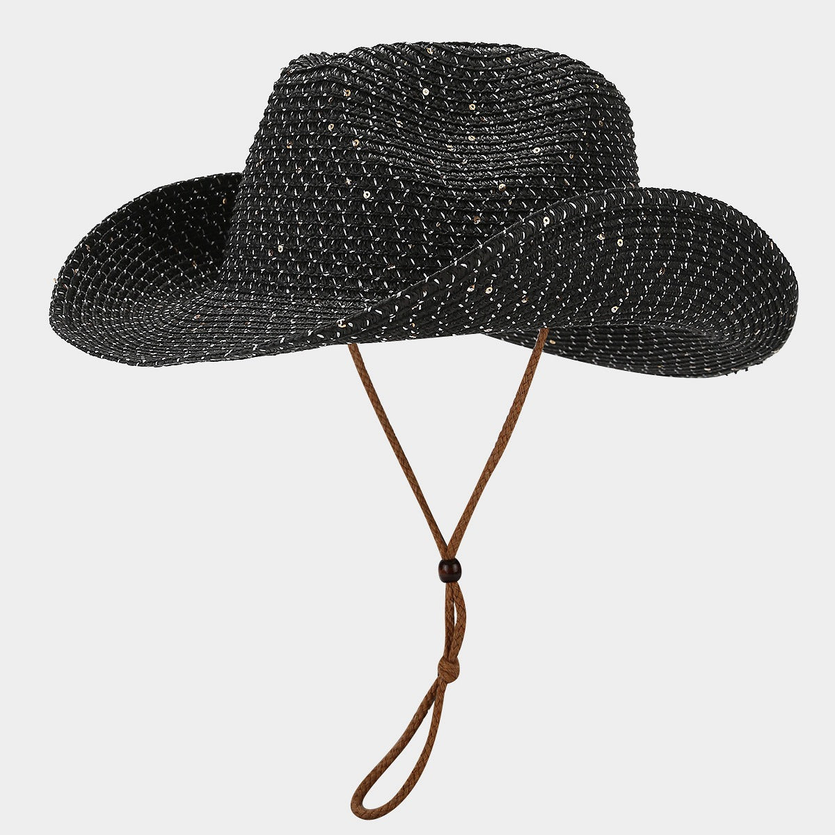 Women's Panama Straw Hat with Sequins – Windproof & Sun Protection
