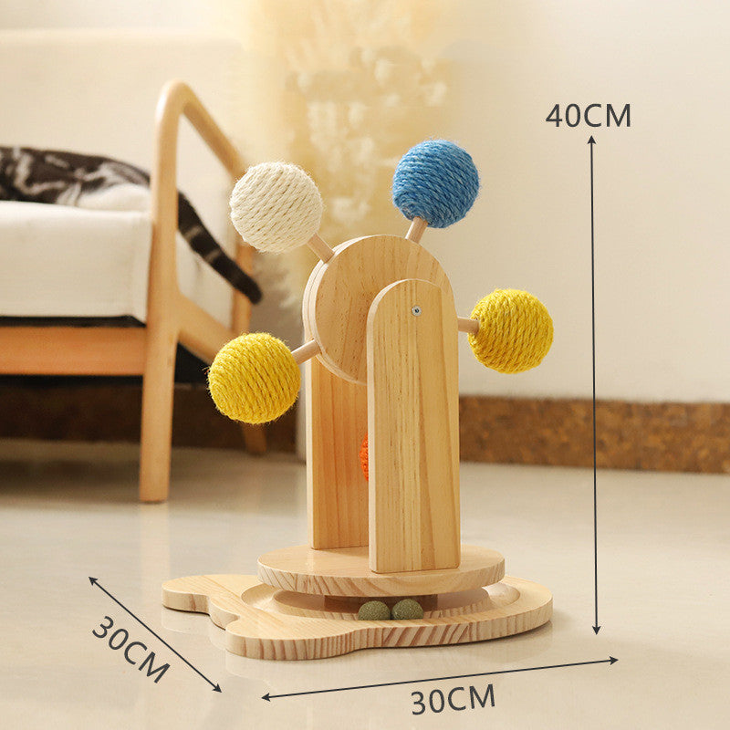 Cat Scratching Board Wood | Sisal Turntable Scratch Toy Stable
