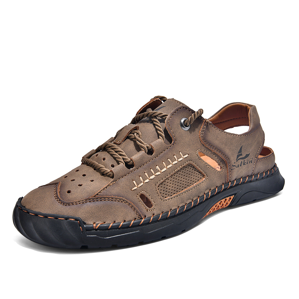 Men's Hand-Stitched Closed Sandals Comfort Casual Shoes