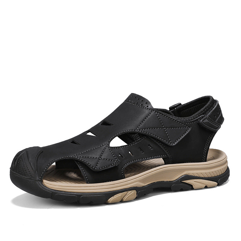Men's XXL Leather Sandals Breathable Comfort Beach Shoes