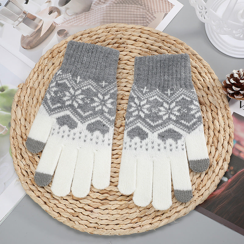 Touchscreen Winterhandschuhe Damen | Strick Schneeflocken Xmas