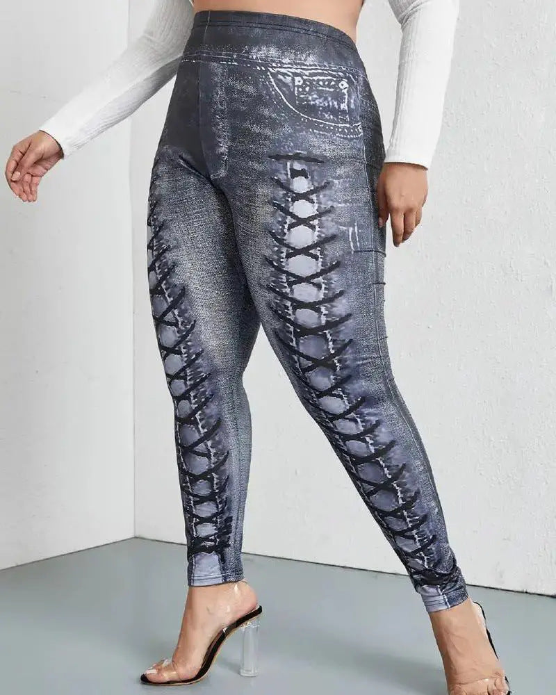 Women's Plus Size Jeggings Denim Look – Comfort Leggings Casual