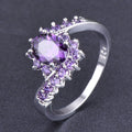 Oval Zirconia Ring Purple Stone | Elegant Women's Ring with Sparkling Stones