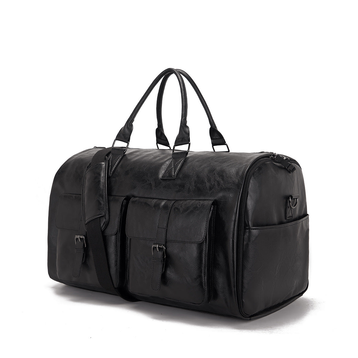 Travel Garment Bag Made of PU Leather – Foldable Garment Bag with Storage Compartments