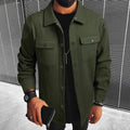 Men's Coat with Button Placket – Elegant Overcoat with Pockets