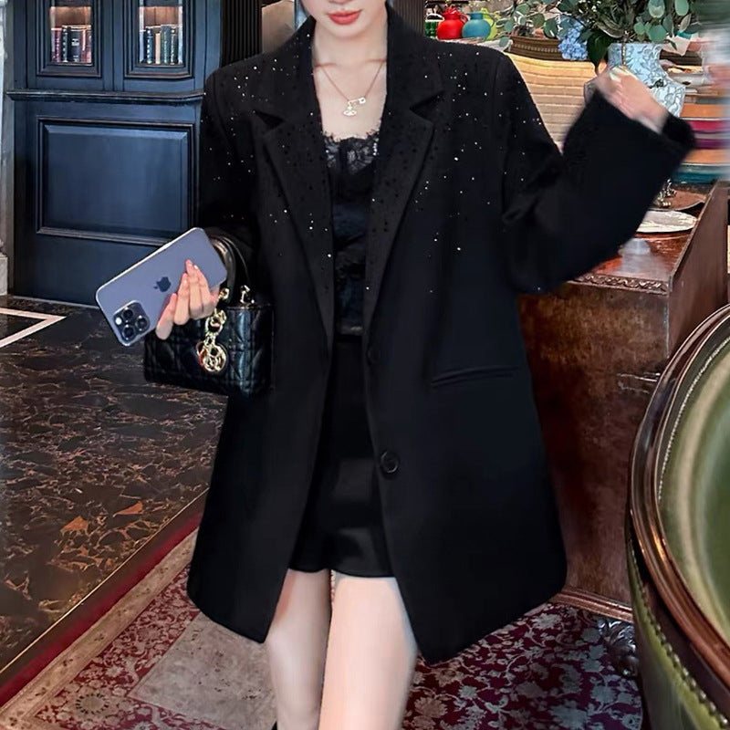 Women's Rhinestone Blazer | Elegant Glitter Suit Jacket