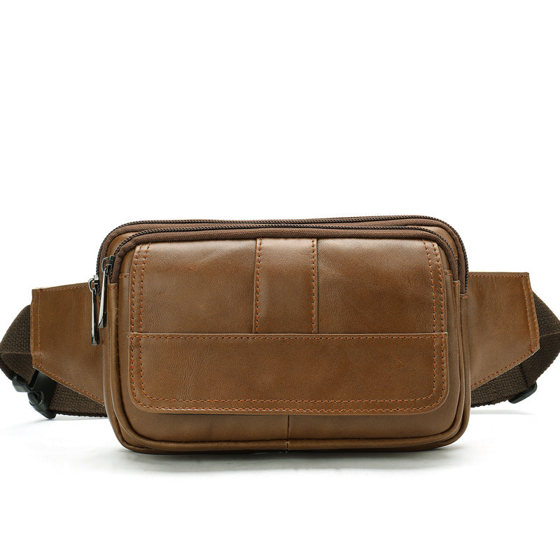Men's Leather Crossbody Bag | Cowhide Waist Pack Outdoor