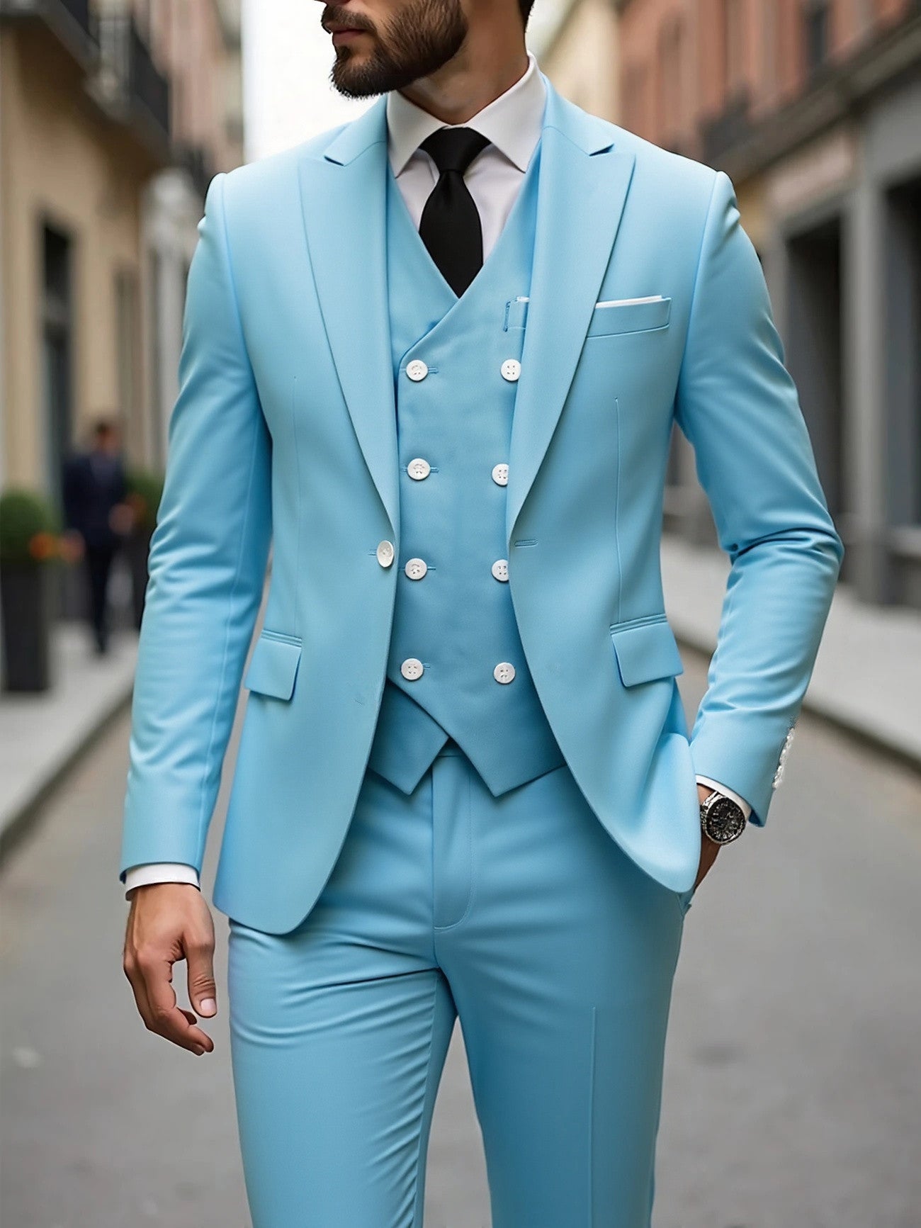 Men's Three-Piece Business Suit - Double-Breasted Premium Set