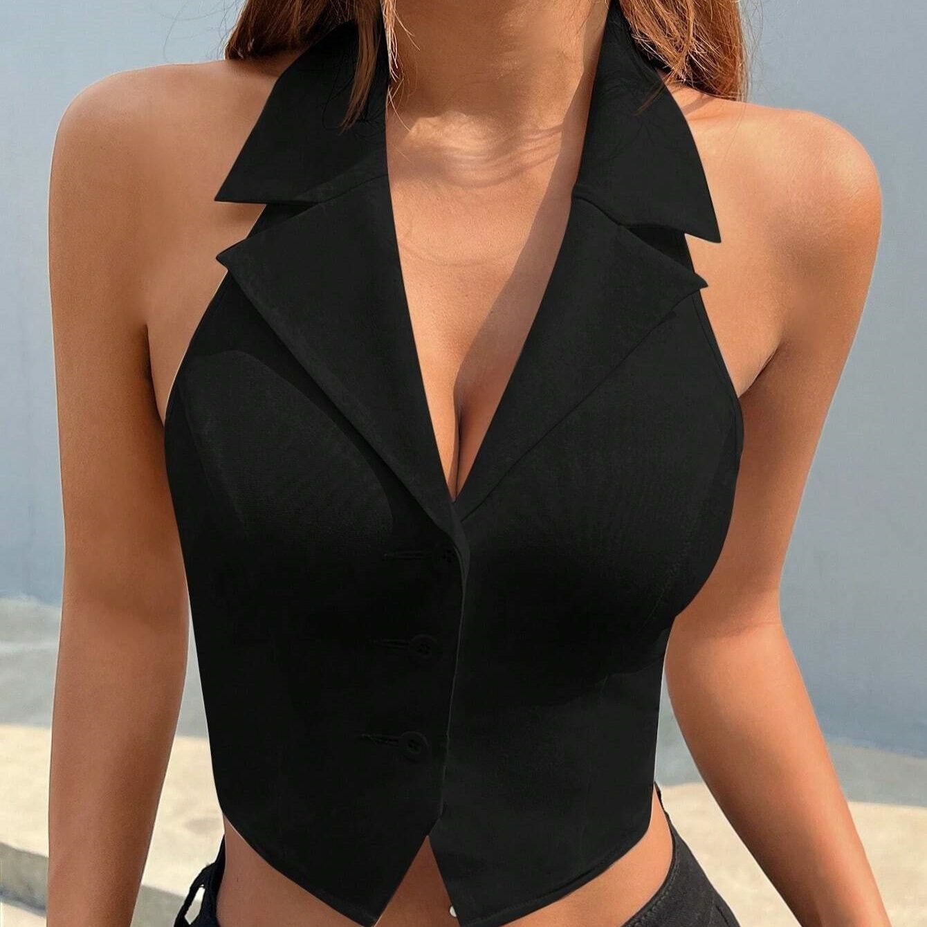 Damen Haltertop V-Ausschnitt Elegant | Sommer Tanktop Mode