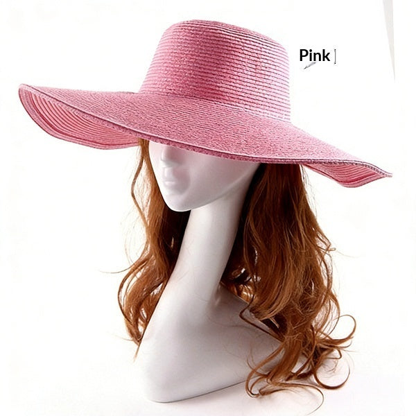 Women's Straw Hat with Large Brim – Round Crown Summer Hat DIY