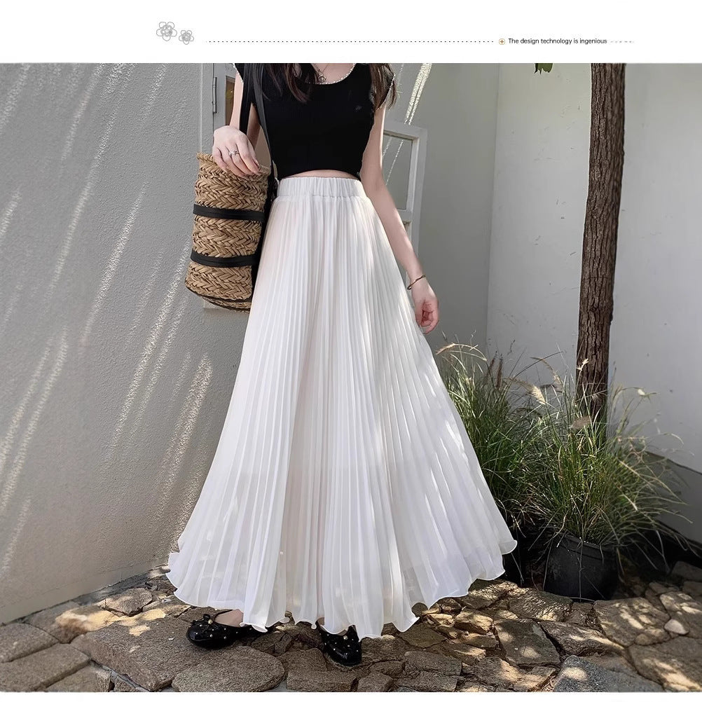 High-Waist Chiffon Plisseerock – Eleganter Damen Midirock