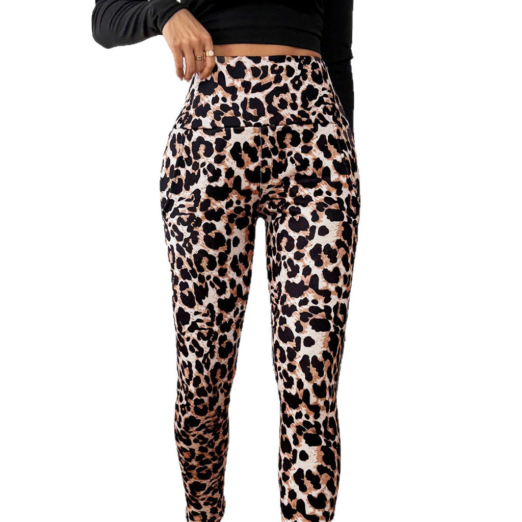 Women's Leopard Thermal Leggings High Waist – Lined with Pockets