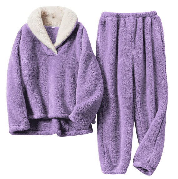 Women's Coral Fleece Pyjama Set – Warm, Fluffy & Perfect for Winter