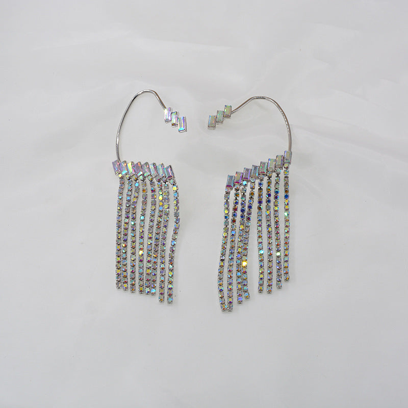 Lange Strass-Tassel Ohrringe – Elegante Funkelnde Ohrhänger für Damen