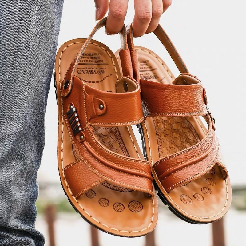 Herren Premium Echtleder Sandalen Sommer Komfort Schuhe