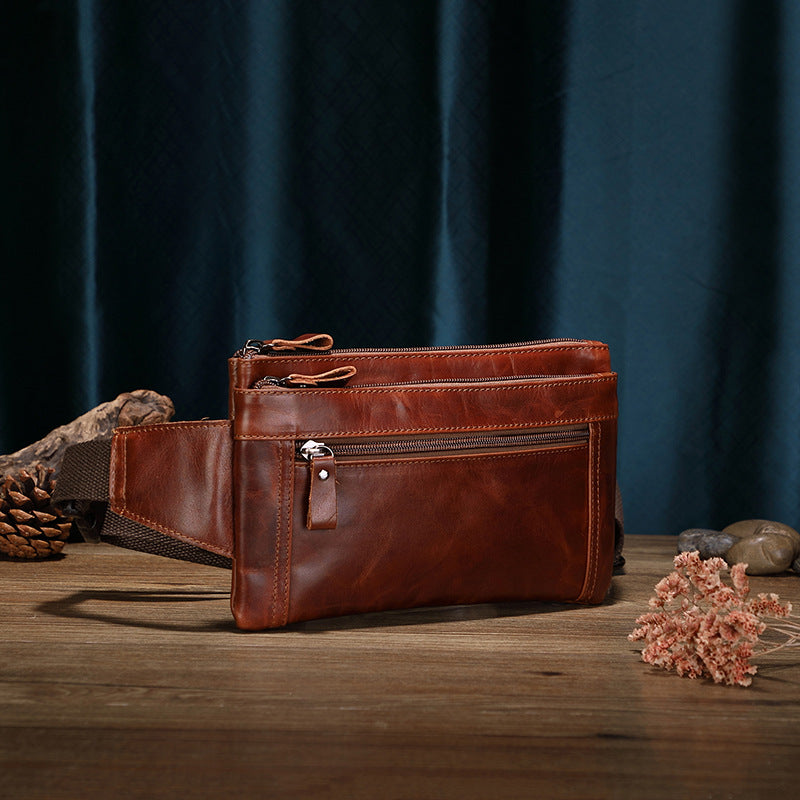 Leather Fanny Pack for Men | Waterproof Outdoor Waist Bag