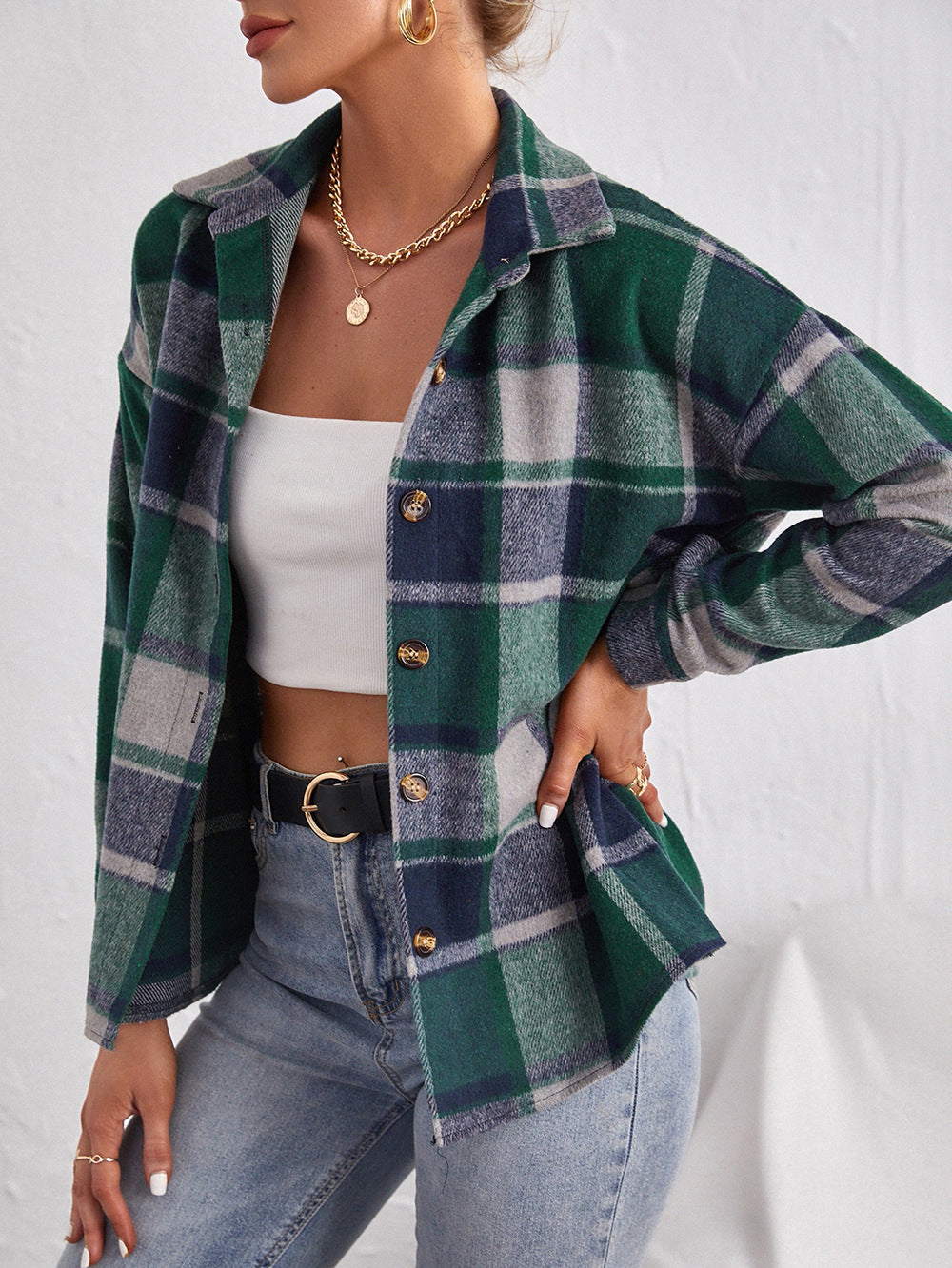 Checked Women's Wool Coat | Elegant Commuter Jacket