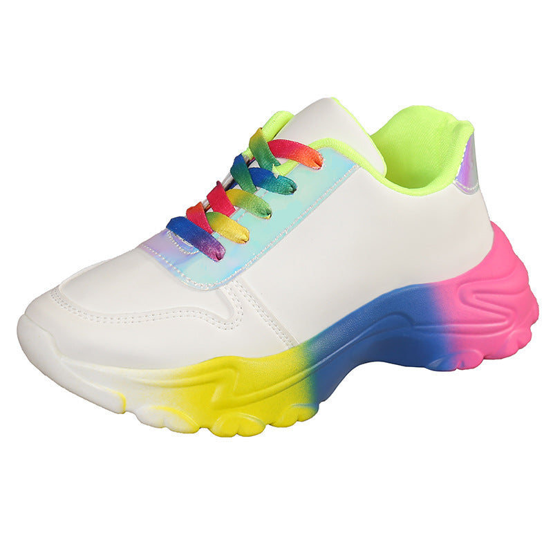 Damen Rainbow Sneaker Plateau – Leichte Fashion Sport Schuhe
